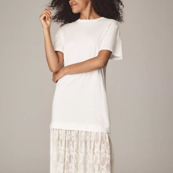 Brand New By Anthropologie Twofer Lace T-Shirt Dress - Picture 5 of 8